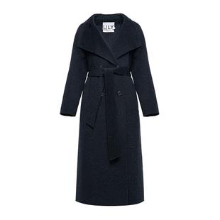 【大师法奢】烟囱领大衣LILY毛呢外套女2025冬季新款双面绵羊毛长