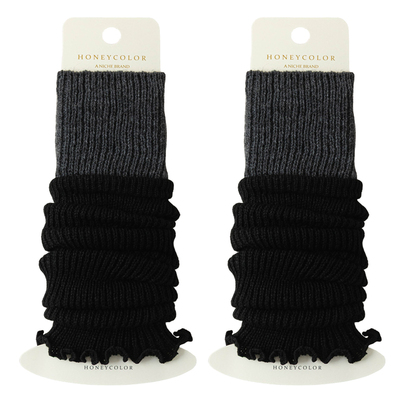 黑色堆堆袜套女秋冬粗线配小皮鞋