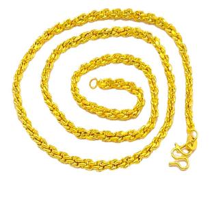 沙金项链女款加粗仿真镀18K黄金色素链单链子不含坠高级感锁骨链