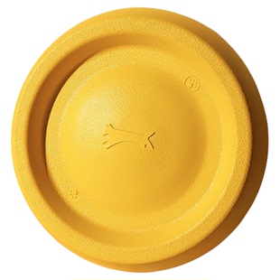 黄色橡胶飞盘狗狗玩具圆形互动训练防滑宠物用品