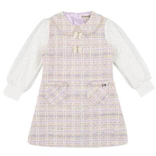 IVY HOUSE常春藤儿童装女童连衣裙冬季小香风拼接袖A字裙洋气百搭