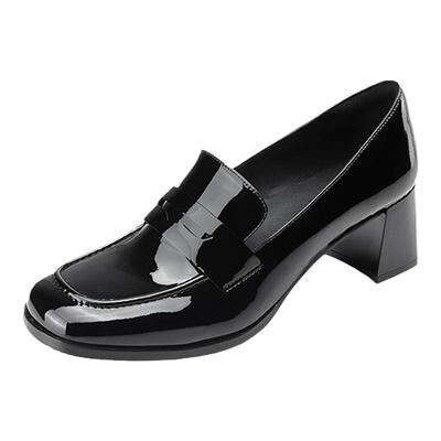 DFuse迪芙斯粗跟深口乐福鞋女