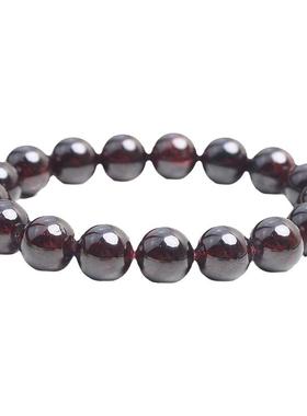 如鸿石榴石酒红色手串