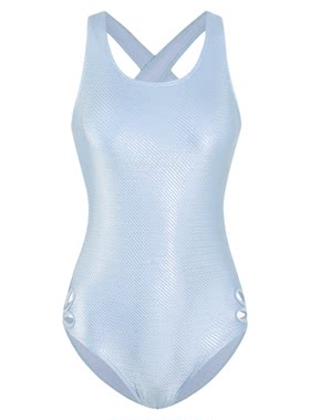 Naga swim女士泰式简约紧身性感露背交叉带连体温泉泳衣浅蓝色