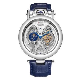 外贸斯图灵飞行员个性时尚大盘男士机械手表全自动镂空星辰月相表