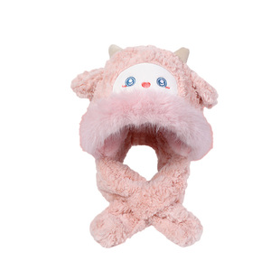 冬季新款可爱小绵羊毛绒帽围巾一体帽子女防寒保暖加厚护耳雷锋帽