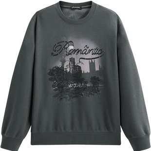 【商场同款】太平鸟男装印花植绒卫衣秋舒适时尚上衣B1CRF3308