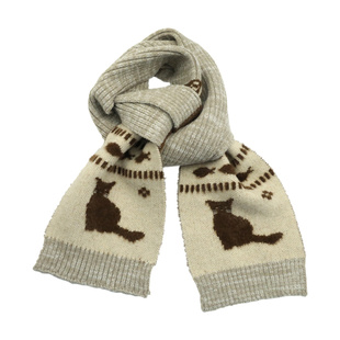 复古费尔岛风提花小围巾女款冬季绑带护耳黄色耳罩保暖护颈围脖