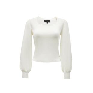 绫致Vero Moda针织衫女秋冬新款显瘦方领灯笼袖针织衫闲适百搭