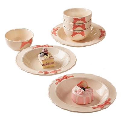 墨色奶油风碗碟餐具家用2025新款高颜值陶瓷饭碗汤碗面碗盘子碗具