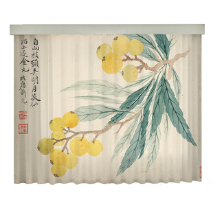 新中式风花卉古风诗词梅兰竹菊阳台书房茶室透光不透人定制窗纱帘