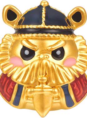 明牌珠宝黄金欢喜小神祇串珠 硬金Q萌吉祥物转运珠手链AFP0999