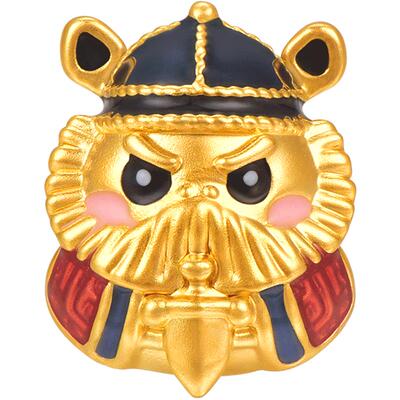 明牌珠宝黄金欢喜小神祇串珠 硬金Q萌吉祥物转运珠手链AFP0999