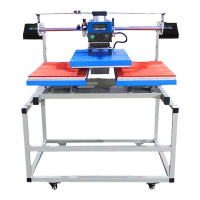 定制服装上下三发热压花机布料凹凸烫画剥胶3d立体印花机压成衣气动热压烫钻机