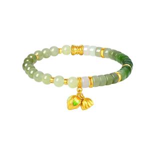 周大生腕美如意普陀系列黄金和田玉手串好事连连足金手链新年礼物