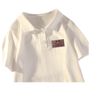 100%纯棉2024儿童T恤Polo衫男童女童短袖夏季童装上衣休闲学院风