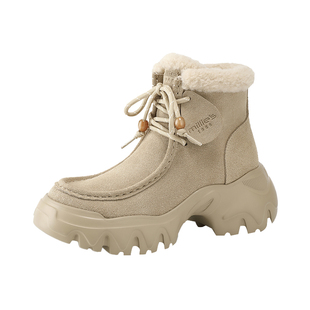 MILLIE'S/妙丽2025新款女鞋冬季厚底加绒保暖户外棉鞋女靴Z