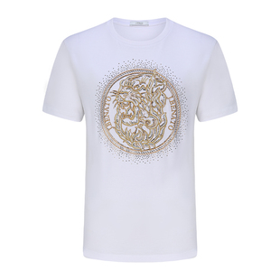 宾度男装春夏季男士白色休闲短袖T恤男圆领纯棉修身夏季上衣衣服