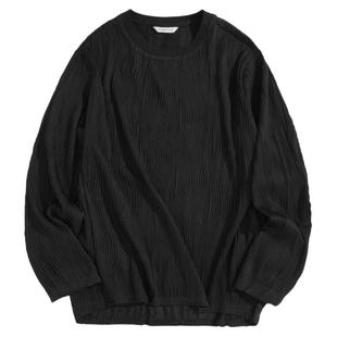 流石男装秋装高端时尚纯色长袖T恤2026年新款春季男士百搭打底衫