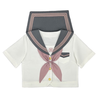 原创樱曲白身灰领樱花刺绣水手服