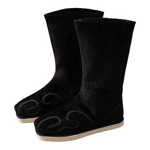 汉服鞋子男童古装搭配高筒靴子儿童成人武侠官靴戏曲靴国学书生鞋