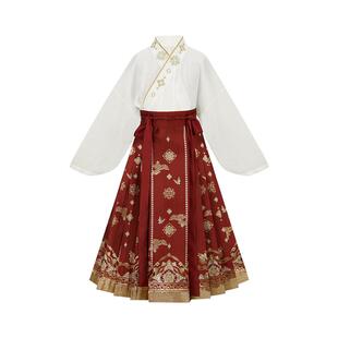 十三余童装【万松花信】国风短款马面裙套装汉服女童春秋款