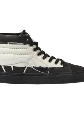 VANS经典黑白高帮印花帆布鞋