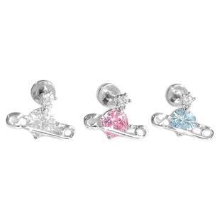 hellopuppy土星别针爆闪钛钢耳骨钉可换尺寸气质百搭小众设耳钉女