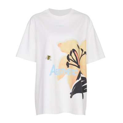 婉甸2025夏季新品白短袖T恤圆领印花短袖1242T26XD5