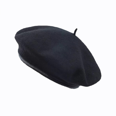 pu皮墨绿色章若楠日系百搭贝雷帽