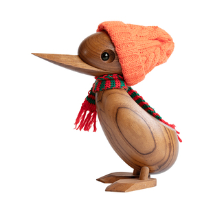 家庭摆件木头鸭子入户玄关客厅乔迁软装饰品创意可爱木偶软装好物