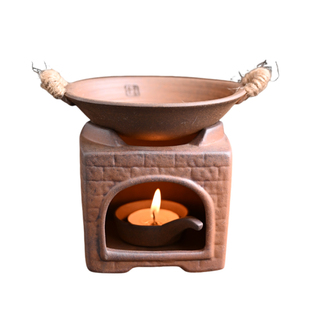 陶迷粗陶老岩泥圆灶烤茶炉烤茶碟围炉煮茶器植物雪松香薰炉醒茶炉