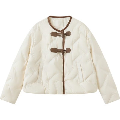 播小个子短款几何绗线羽绒服女冬季新中式保暖外套DDS4RD5277