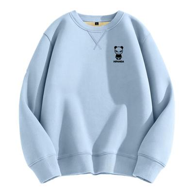 Hipanda你好熊猫加绒重磅420g圆领卫衣男新款套头衫潮牌无帽卫衣