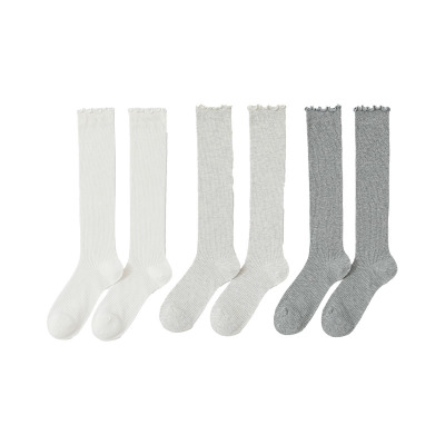 ins芭蕾风袜子夏季薄款中长筒袜子miu系纯色简约百搭灰色堆堆袜女