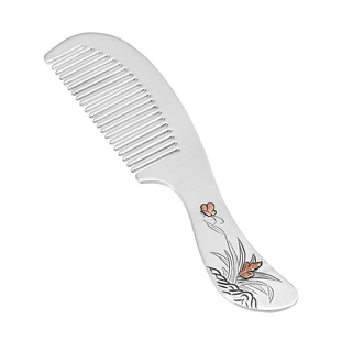 银梳子999纯银 梳子雪花银足银发梳按摩刮痧妈妈新款母亲长辈礼物