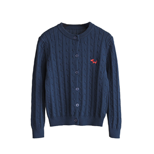 棉线毛衣 儿童圆领针织衫 男女童基础百搭开衫 中童秋冬款 童装