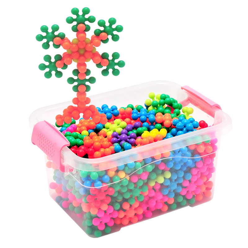 积木3d立体旋转雪花片升级女孩