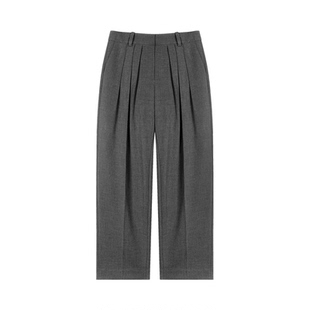 Unawares.双褶宽松阔腿西装裤女 设计感小众垂坠感高腰休闲长裤