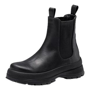 Ecco/爱步女鞋新款厚底切尔西靴一脚蹬女靴中筒牛皮靴 踪迹220753