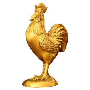 纯黄铜公鸡摆件生肖鸡元宝鸡金鸡报晓大号家居店铺办公室装饰送礼