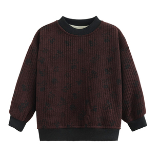 砚台家童装儿童加绒卫衣男女童碎花灯芯绒上衣婴儿冬装2024新款