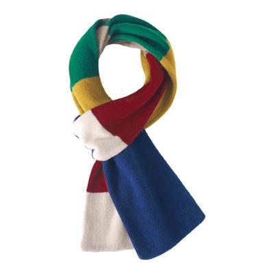 冬天纯山羊绒围巾女彩虹针织围脖