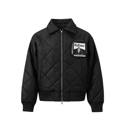 NOVACAM复古美式菱形格短宽棉服