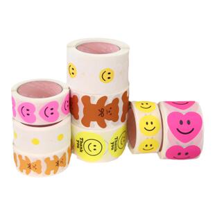 韩国afrocat小雏菊爱心笑脸ins卷状贴纸胶带手账本素材电脑贴50枚