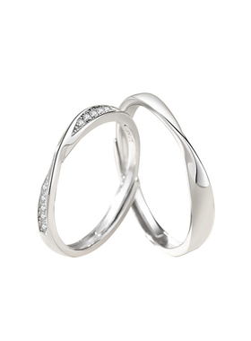 宝茉情侣S925纯银莫比乌斯环戒指