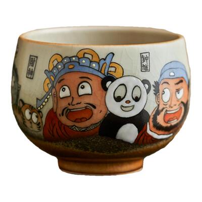 勾画手工手绘钟馗财神茶杯主人杯