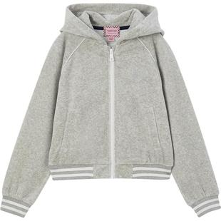 eland kids衣恋童装女童卫衣开衫秋冬休闲学院风徽章刺绣连帽外套