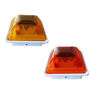 太阳能柱帽警示灯立柱帽围挡护栏塑料金属障碍灯铁底座夜间爆闪灯