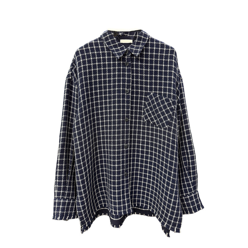 P牌秋款！宽松羊毛格子衬衫外套